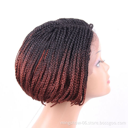 6" short synthetic bob wig, hand made braided lace synthetic wig